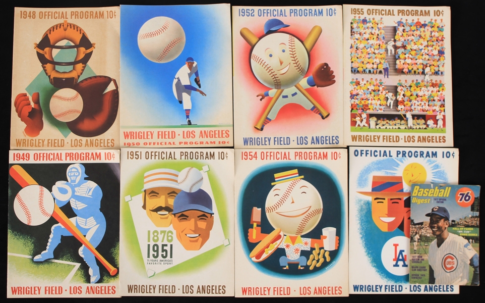 1948-77 Los Angeles Angels Wrigley Field PCL Program Collection - Lot of 9