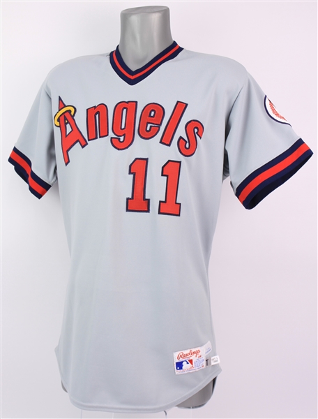 1988 Dante Bichette California Angels Game Worn Road Jersey (MEARS A5) Rookie Season