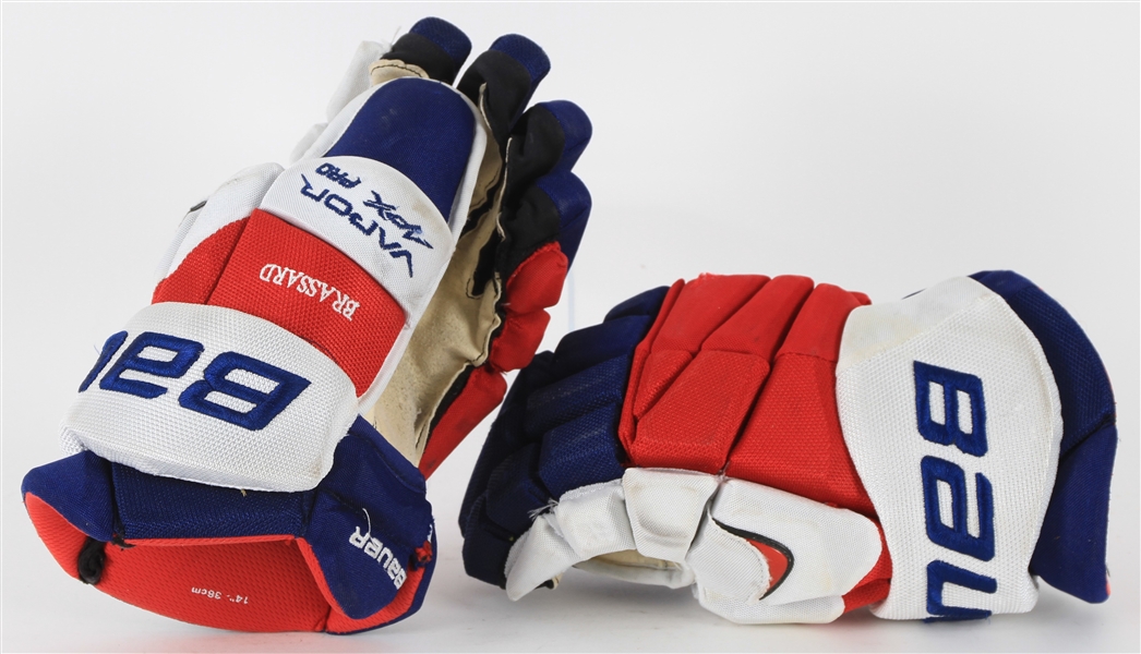 2013-16 Derick Brassard New York Rangers Game Worn Bauer Hockey Gloves (MEARS LOA) 