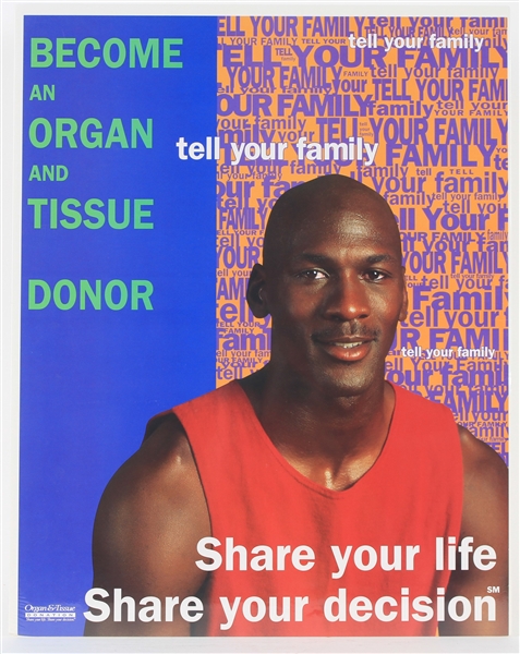 1990s Michael Jordan Chicago Bulls "Become an Organ Donor" 18x23 Poster