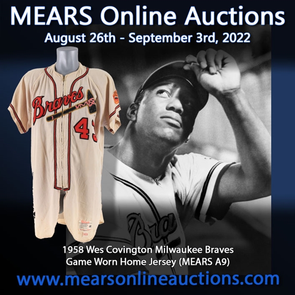 1958 Wes Covington Milwaukee Braves Game Worn Home Jersey (MEARS A9)