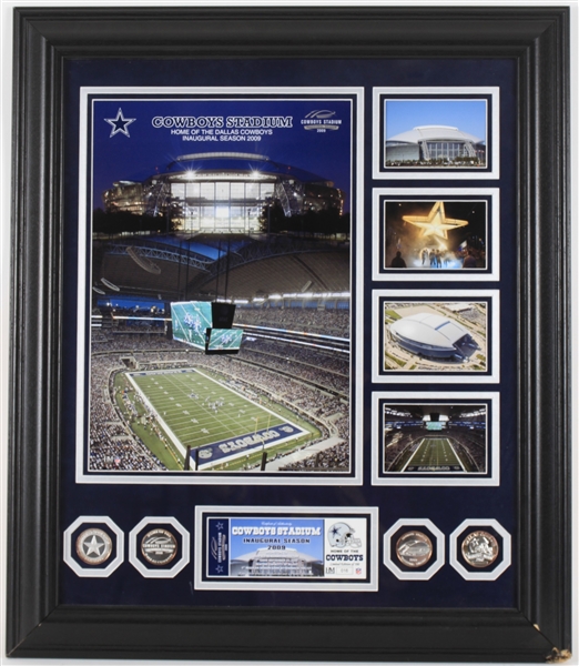 2009 Dallas Cowboys Inaugural Season 24x29 Framed Display w/ Photos, Coins, and LE Ticket 