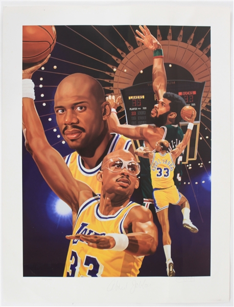 1975-1989 Kareem Abdul-Jabbar Los Angeles Lakers Signed 22x29 Print (JSA)