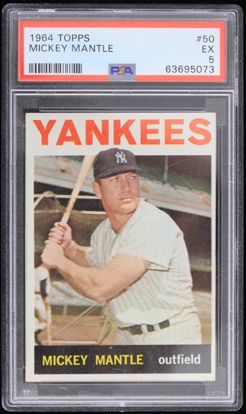 1964 Mickey Mantle New York Yankees Topps #50 Trading Card (PSA EX 5)