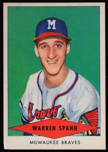 1954 Warren Spahn Milwaukee Braves Red Heart Trading Card 