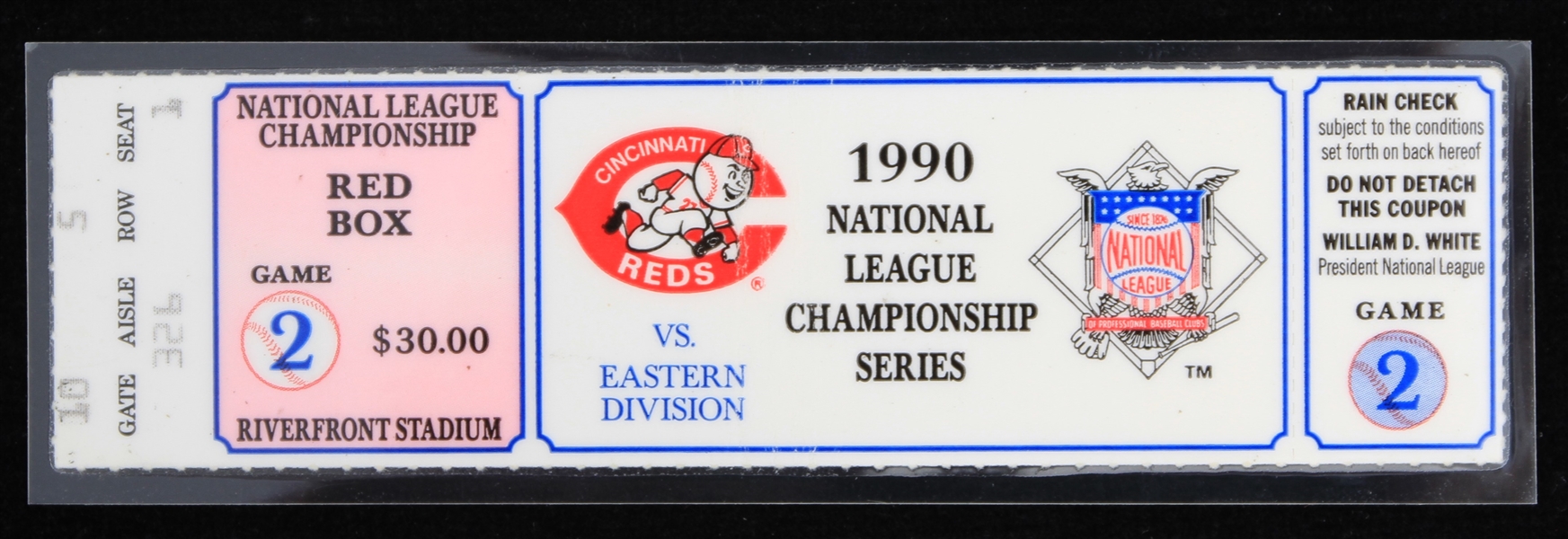 1990 Cincinnati Reds vs Eastern Division National League Championship Series Game 2 Ticket 