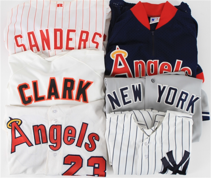 1980s-90s Retail Baseball Jersey Collection - Lot of 6 w/ Mickey Mantle, Don Mattingly, Will Clark World Series & More