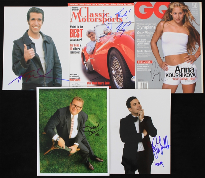2000s Jimmy Fallon, Drew Carey, Henry Winkler, Jay Leno & Anna Kournikova Signed Photos and Magazines (Lot of 5)(JSA)