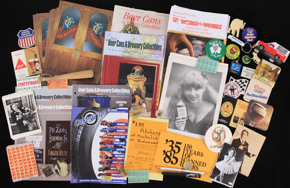 1950s-2000s Americana Collection - Lot of 100+ w/ Beer Memorabilia, Coasters, Publications, Patches & More