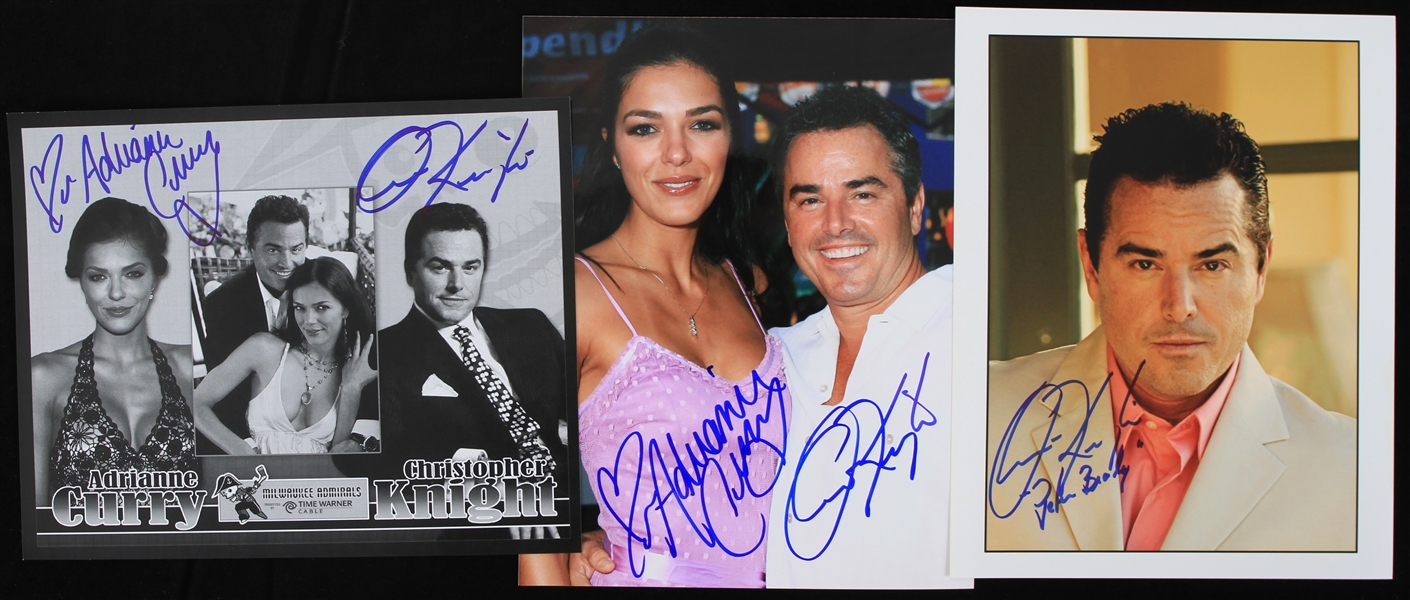 2005-2008 Christopher Knight and Adrianne Curry "My Fair Brady" Signed 8x10 Photos (JSA)