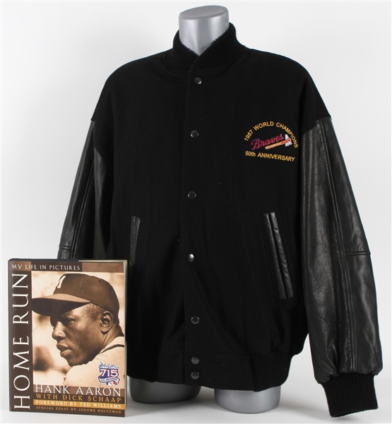 1999-2007 Milwaukee Braves Memorabilia Collection - Lot of 2 w/ 1957 50th Anniversary Jacket & Hank Aaron Home Run Hardcover Book 