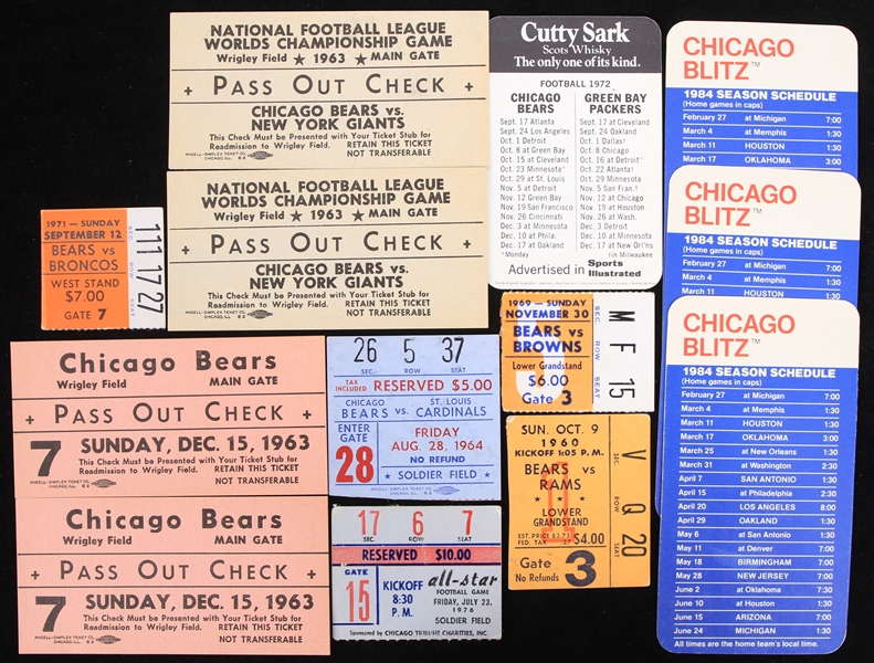 1960-1984 Chicago Bears Ticket Stubs and Season Schedules (Lot of 13)