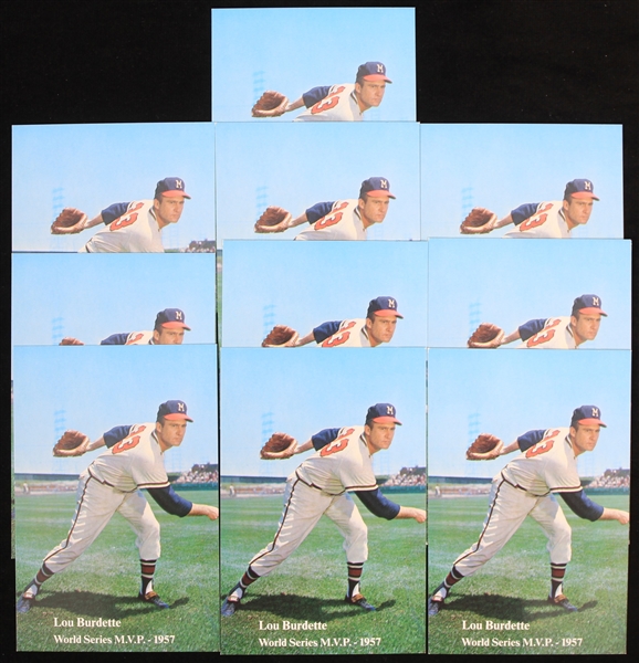 1957 Lou Burdette Milwaukee Braves World Series MVP 4x6 Postcards (Lot of 10)
