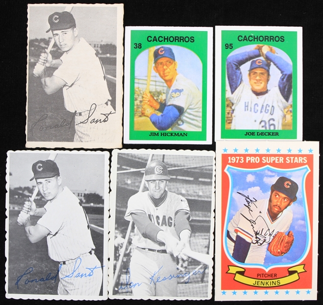 1969 Ron Santo & Don Kessinger Chicago Cubs Topps Deckle Edge Photo Cards w/ Pro Super Stars and Mexican Cards (Lot of 6)