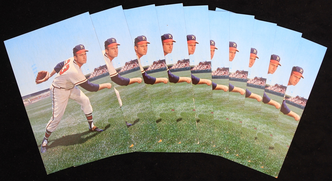 1957 Lou Burdette Milwaukee Braves 3.5" x 5.5" Postcards (Lot of 10)