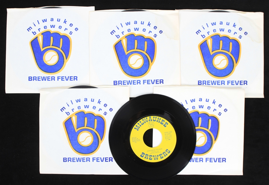 1980 Milwaukee Brewers "Brewer Fever" 7" Records (Lot of 5)