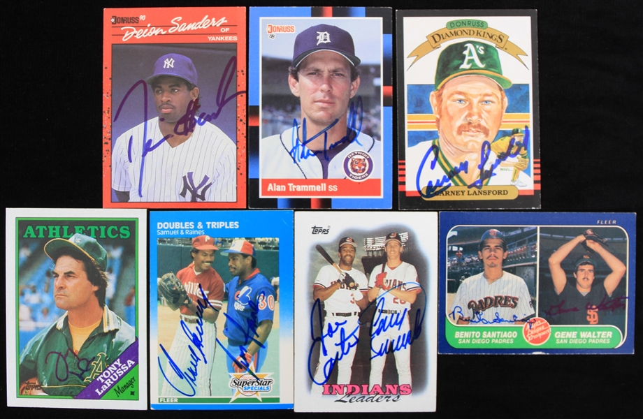 1980s-90s Signed Baseball Trading Cards - Lot of 7 w/ Alan Trammell, Tony La Russa, Tim Raines, Joe Carter & More (JSA)