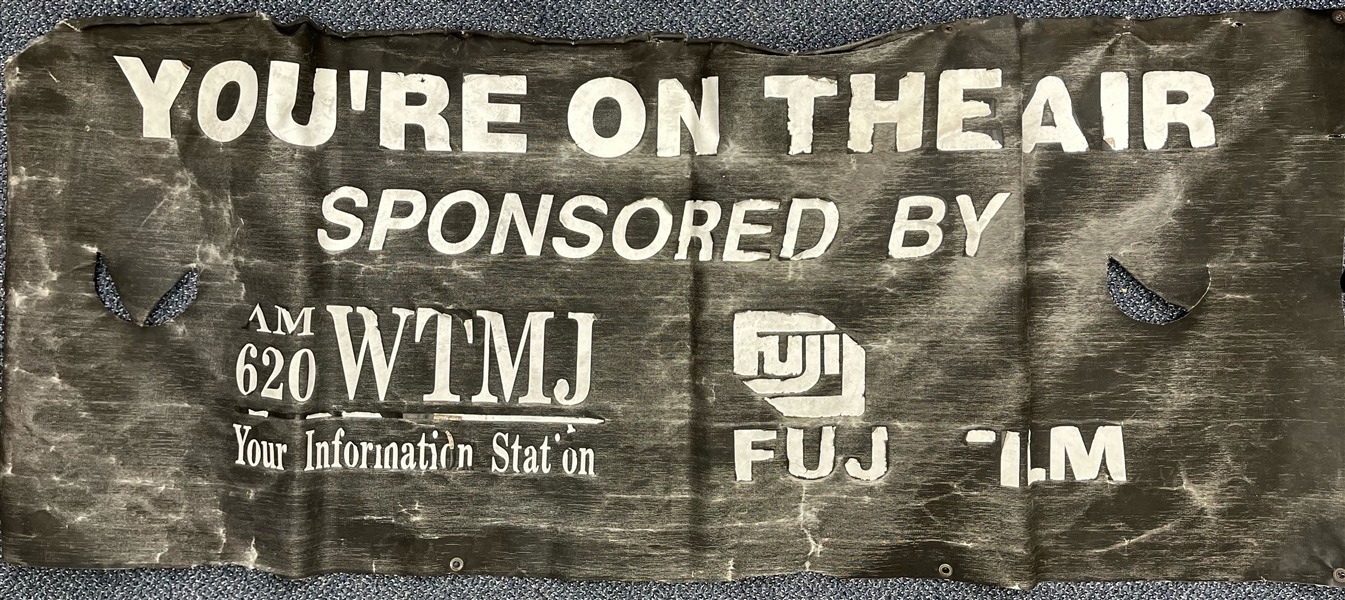 Rare Milwaukee County Stadium Broadcast Booth 35x81 Banner