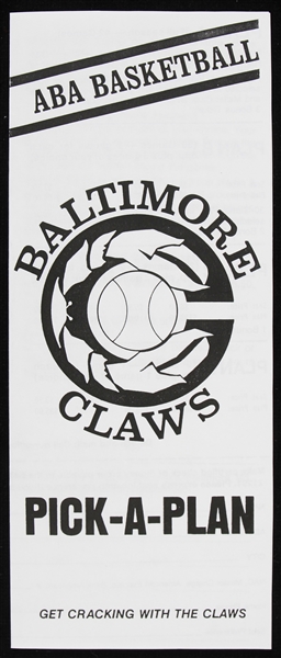 1975-76 Baltimore Claws ABA Season Ticket Plan Brochure