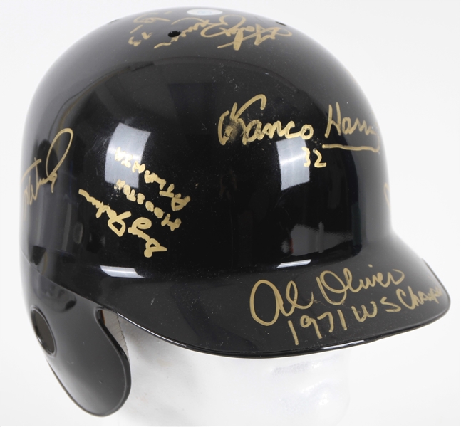 2000s Multi Signed Batting Helmet w/ Al Oliver, Rennie Stennett, Brian Jordan & More (JSA)