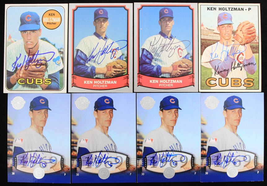 1960s-2000s Ken Holtzman Chicago Cubs Signed Baseball Trading Cards - Lot of 8 (JSA)