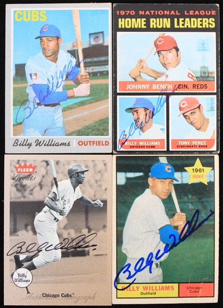 1960s-2000s Billy Williams Chicago Cubs Signed Baseball Trading Cards - Lot of 4 (JSA)