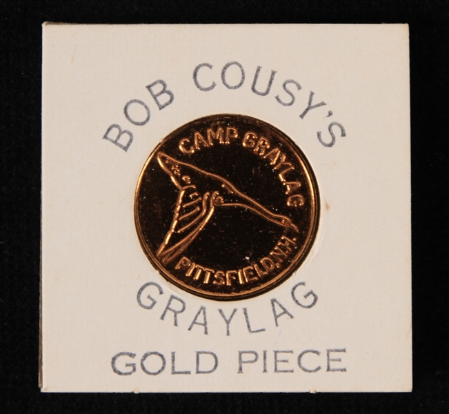 1950s Bob Cousy Boston Celtics Camp Graylag Good Luck Gold Piece