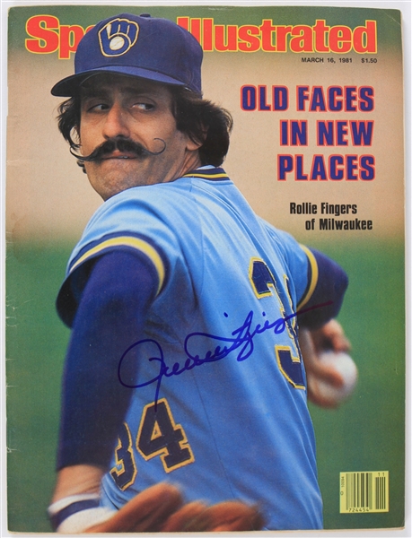 1981 Rollie Fingers Milwaukee Brewers Signed Sports Illustrated (JSA)