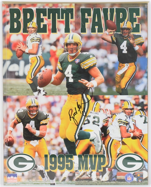 1995 Brett Favre Green Bay Packers Signed 16" x 20" Framed MVP Poster (JSA)
