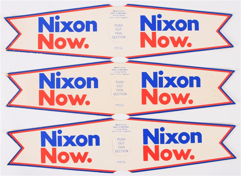 1972 Richard Nixon Presidential Campaign Giveaway Antenna Flags (Lot of 3)