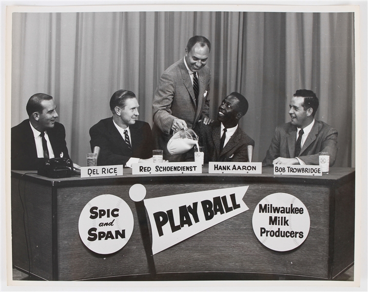 1950s Hank Aaron Milwaukee Braves Spic and Span Play Ball Milwaukee Milk Producers 11x14 Photo 