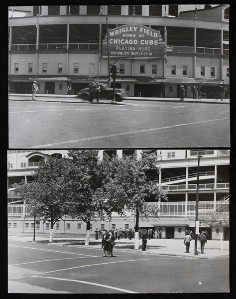 1940s Chicago Cubs Wrigley Field 3.5" x 5.5" Original Postcard Photos - Lot of 2