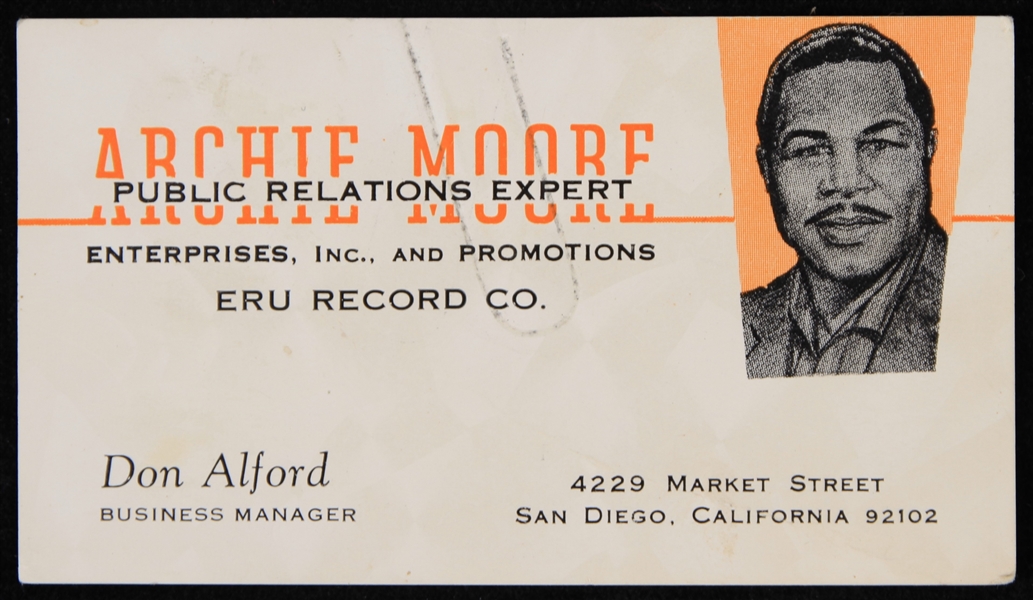 1970s Archie Moore World Light Heavyweight Champion Public Relations Expert Business Card 