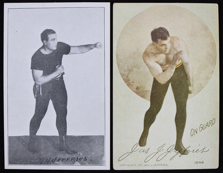 1900s James J. Jeffries World Heavyweight Champion 3.5" x 5.5" Postcards - Lot of 2