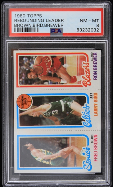 1980 Larry Bird Boston Celtics Rebound Leader Topps Basketball Trading Card (PSA Slabbed 8 NM-MT)