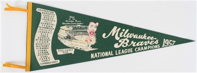 1957 Milwaukee Braves National League Champions Full Size Pennant