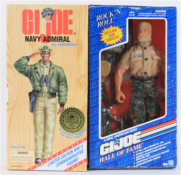 1990s G.I. Joe Hasbro Rock N Roll and Navy Admiral 12" Sealed Poseable Figures (Lot of 2)