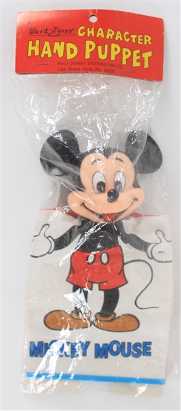 1960s Walt Disneys Mickey Mouse 10" Hand Puppet w/ Original Display Package 