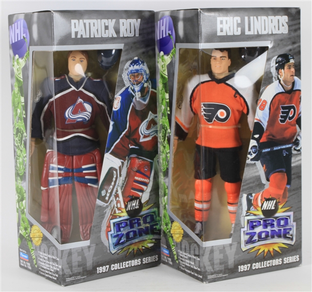 1997 Patrick Roy and Eric Lindros NHL Playmates Pro Zone 12" Sealed Figures (Lot of 2)