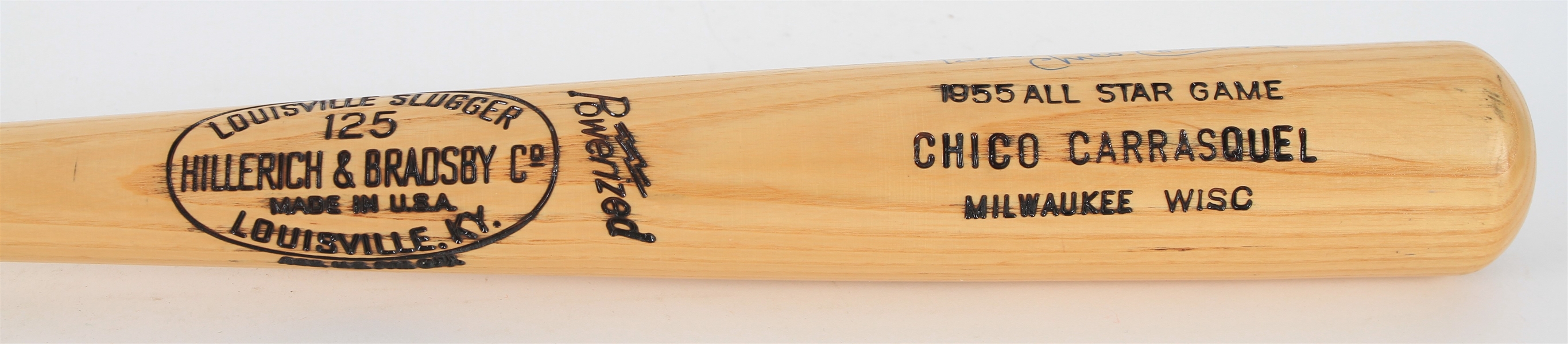 1955 Chico Carrasquel Chicago White Sox Signed H&B Louisville Slugger Professional Model All Star Game Bat (MEARS A8/JSA)
