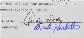 1976 Milwaukee Brewers Signed Old Timers Expenses Including Warren Spahn, Milt Pappas, Andy Pafko & more (Lot of 6) 