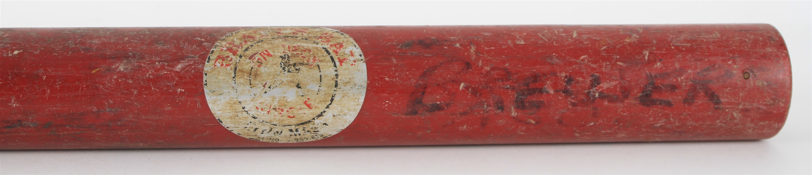 1980s-90s Milwaukee Brewers Milwaukee County Stadium Visitors On Deck Circle Weighted Bratts Bat (MEARS LOA) 