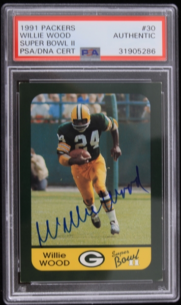 1991 WillieWood Green Bay Packers Signed Super Bowl II #30 Trading Card (PSA/DNA Slabbed)