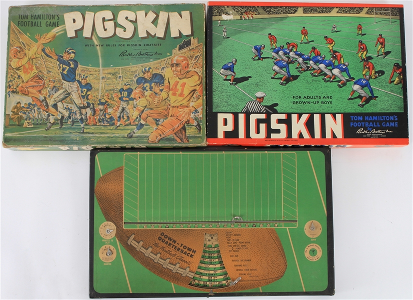 1940s-50s Down Town Quarterback and Tom Hamiltons Pigskin Football Games (Lot of 3) 