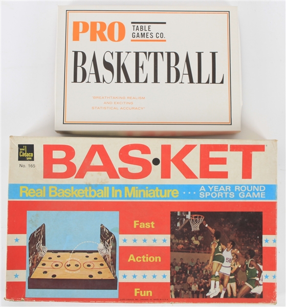 1960s-70s Pro Basketball Game and Real Basket in Miniature (Lot of 2)