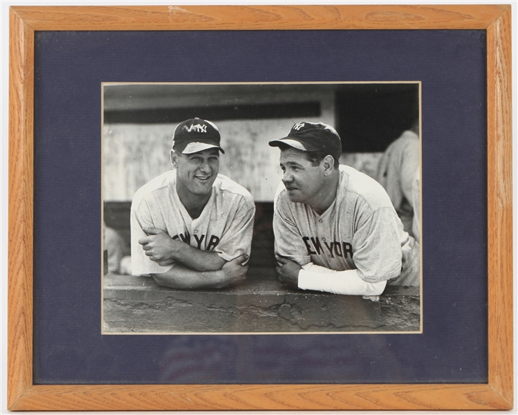 1931 Babe Ruth Lou Gehrig New York Yankees 12" x 15" Framed Photo