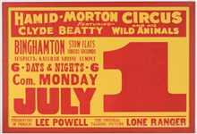 1940 Lee Powell The Lone Ranger 30x44 Framed Hamid-Morton Circus Poster 