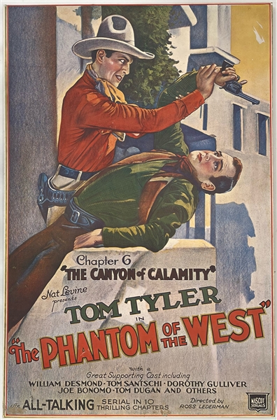 1931 Tom Tyler Phantom of the West 22x34 Mascot Serials Broadside