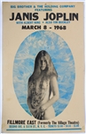 1968 Janis Joplin Fillmore East 14 x 22 Broadside Onsite Concert Poster