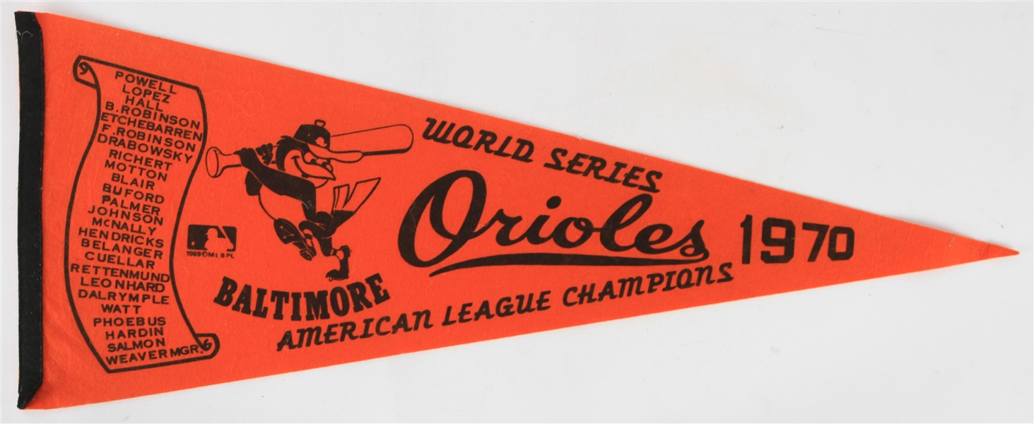 1970 Baltimore Orioles World Series Full Size Pennant 